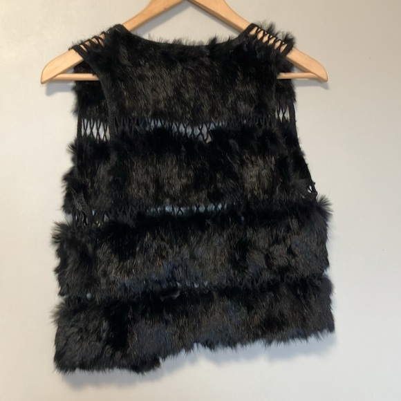 BCBGMaxAzria Black Rabbit Fur Wool Vest - Picture 5 of 5